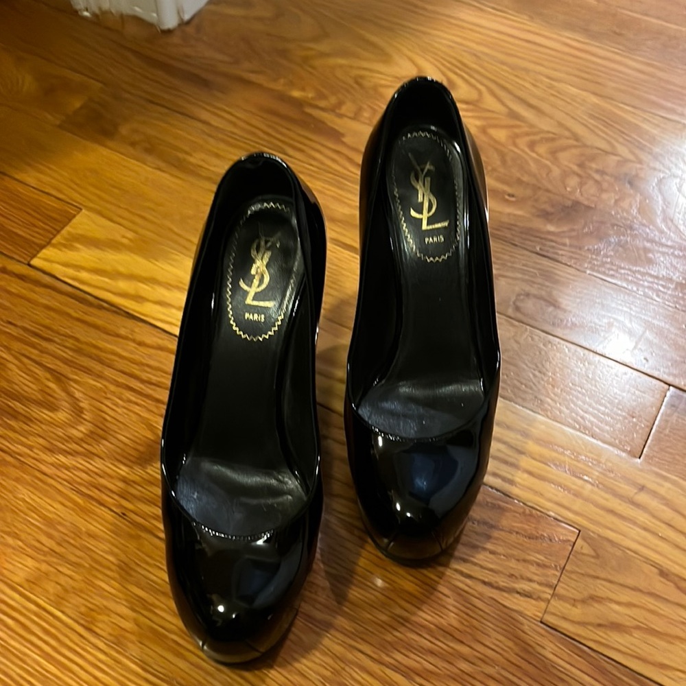 YSL black patent, leather tribute here